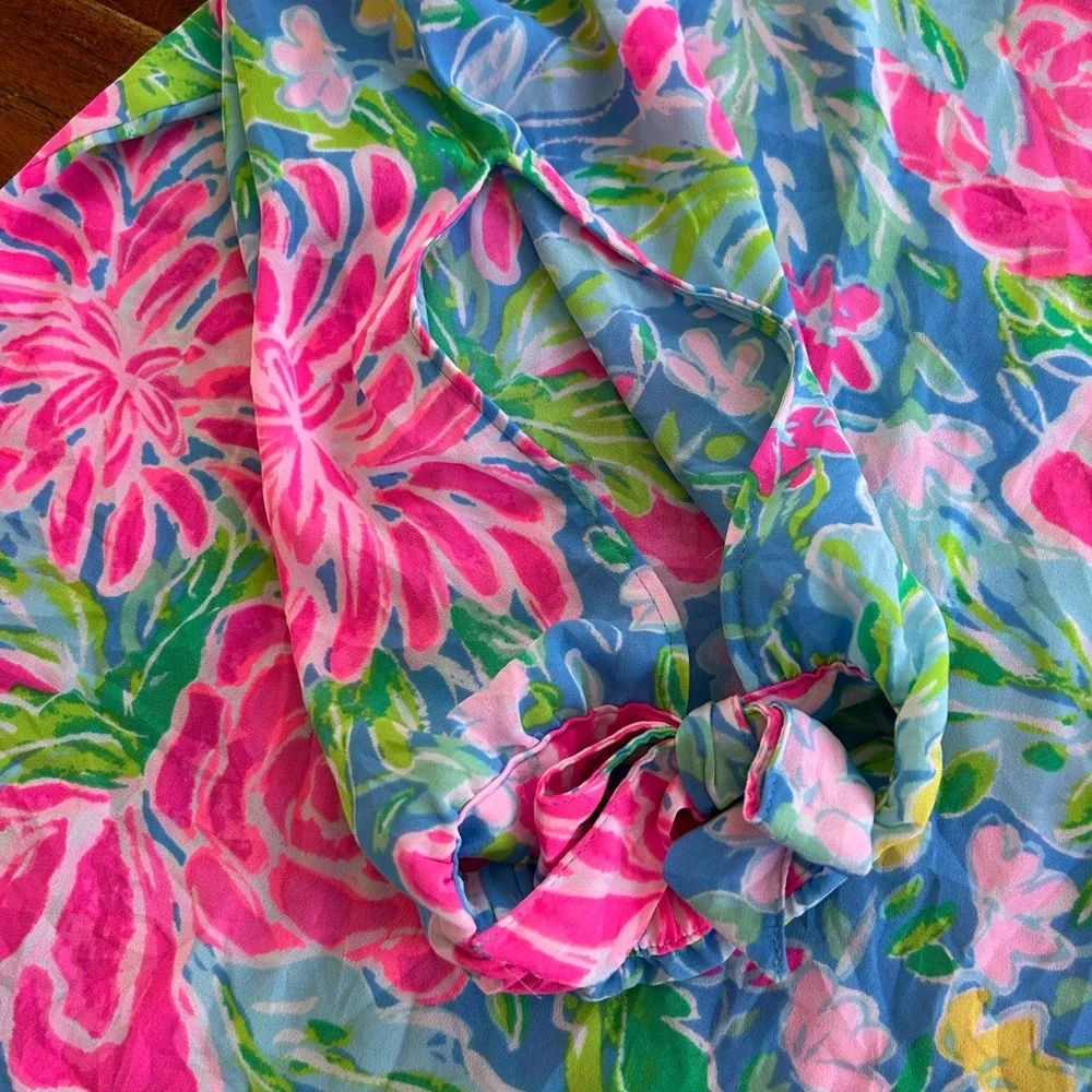 Lilly Pulitzer Floral long sleeve top blouse vacation wear - Picture 5 of 6